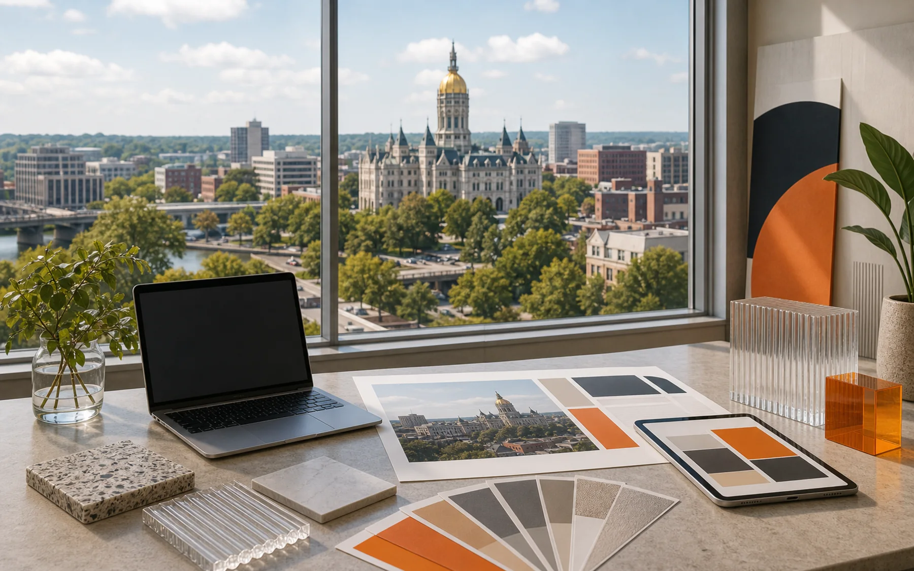 Technical city collage for Super Rad location work in Hartford, Connecticut
