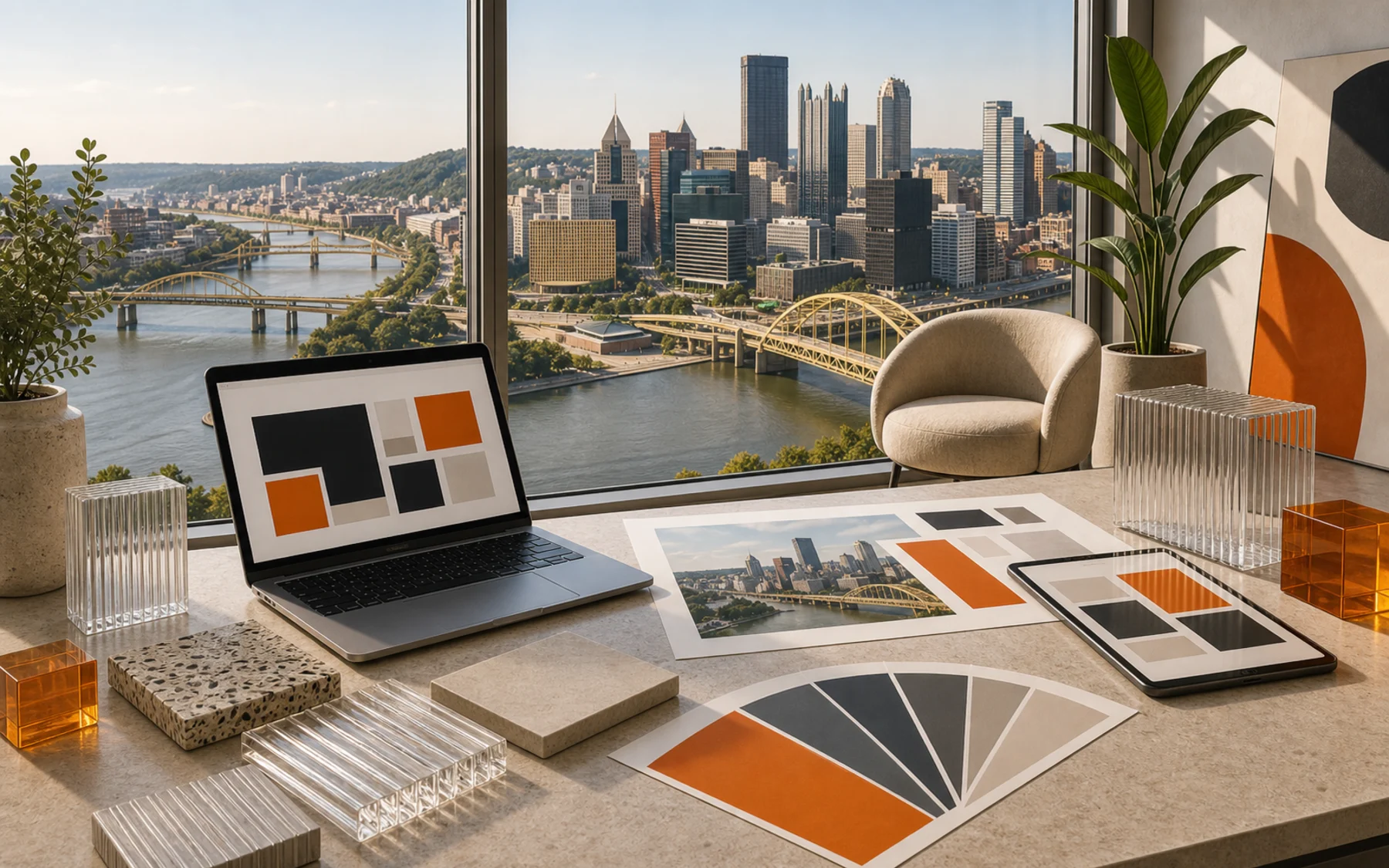 Technical city collage for Super Rad location work in Pittsburgh, Pennsylvania