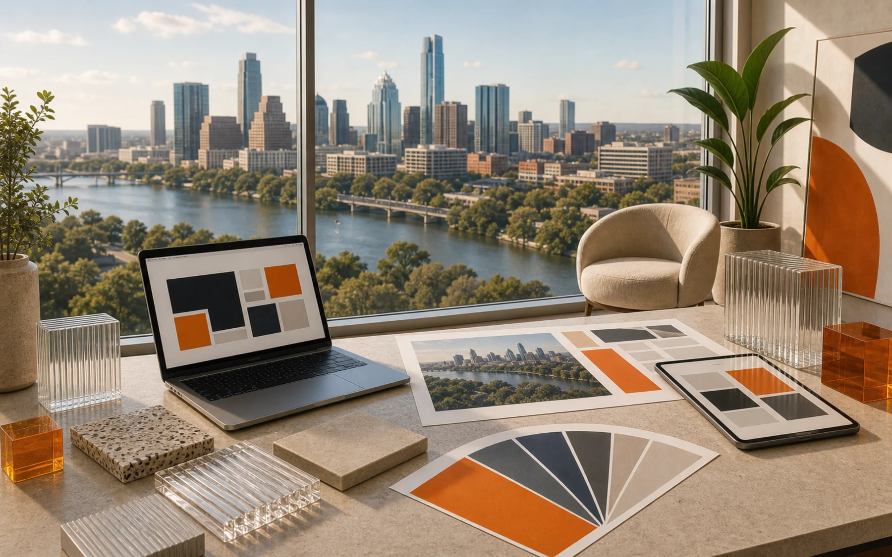 Technical city collage for Super Rad location work in Austin, Texas