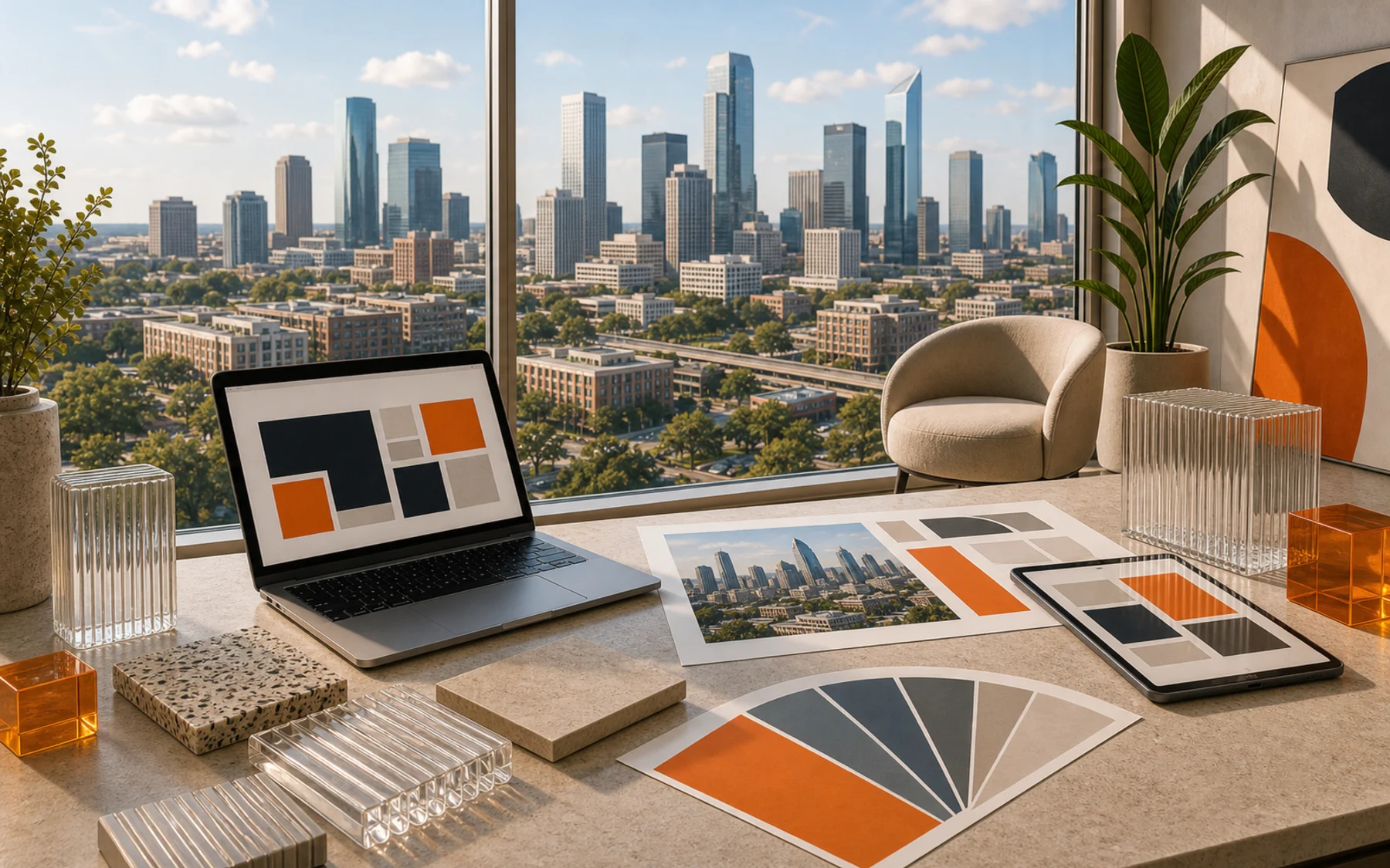 Technical city collage for Super Rad location work in Houston, Texas